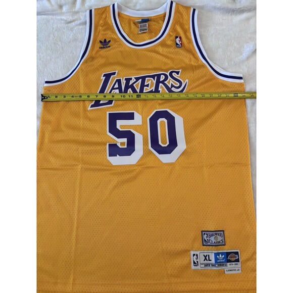 Magic Johnson Los Angeles Lakers 50th Anniversary Jersey Adidas Mens XL Yellow - Picture 3 of 9